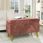 Modern Tufted Storage Ottoman Bench, Velvet Upholstered Storage Bench with Button Perfect for Bedroom, Living Room, Entryway