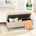 Modern Tufted Storage Ottoman Bench, Velvet Upholstered Storage Bench with Button Perfect for Bedroom, Living Room, Entryway