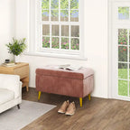 Modern Tufted Storage Ottoman Bench, Velvet Upholstered Storage Bench with Button Perfect for Bedroom, Living Room, Entryway