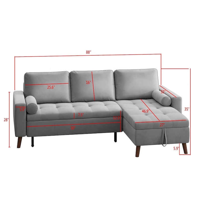 Corner sofa-bed with Storage Chaise Left/Right Handed Chaise