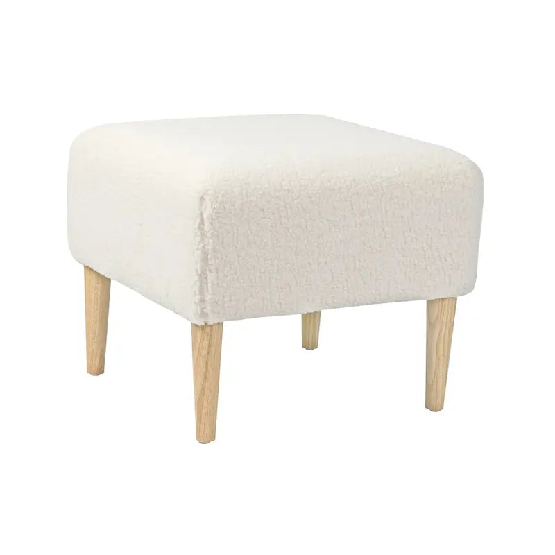 Elden Side Table Foot Stool Padded Boucle Ottoman with Wood Legs