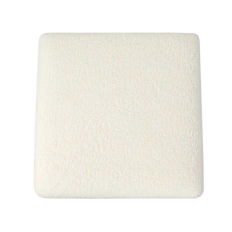 Elden Side Table Foot Stool Padded Boucle Ottoman with Wood Legs