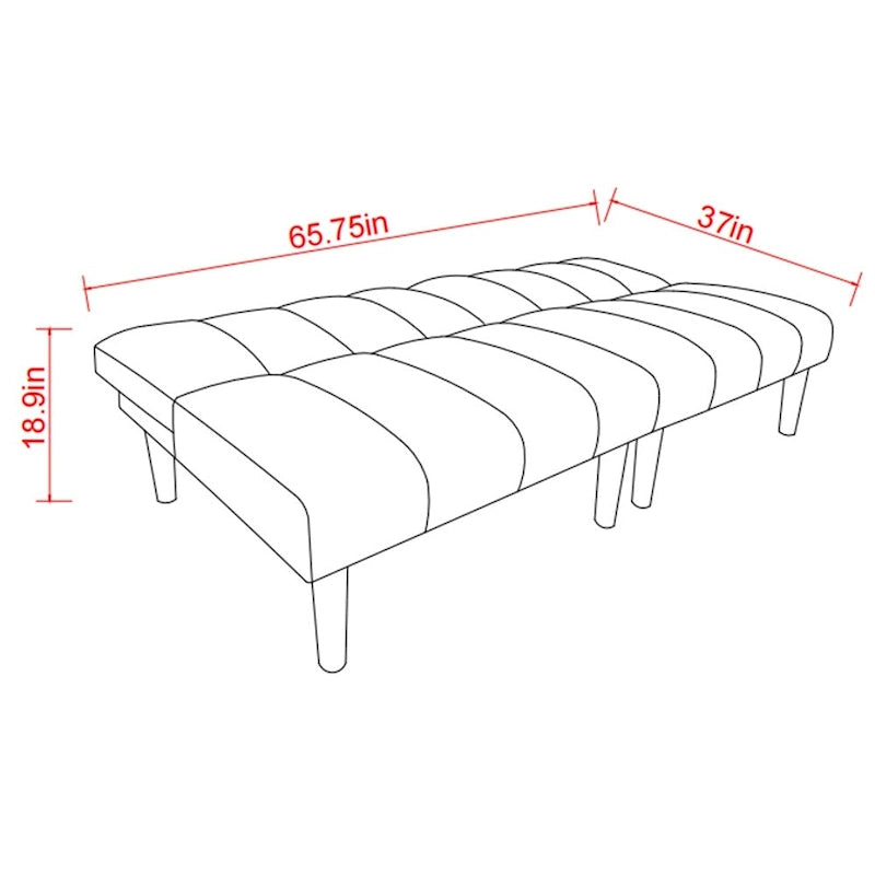 Corduroy Fabric Convertible Sofa Bed with Wood Leg