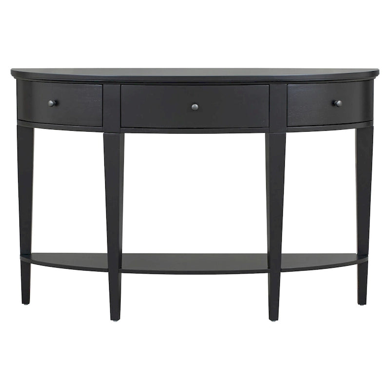 Modern Curved Console Table Sofa Table,3 drawers,1 Shelf,Black