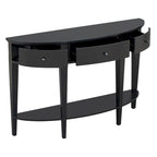Modern Curved Console Table Sofa Table,3 drawers,1 Shelf,Black