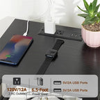 Black Nightstand with Charging Station - 15.7D x 13.8W x 23.8H