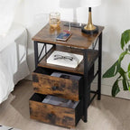 Black Nightstand with Charging Station - 15.7D x 13.8W x 23.8H