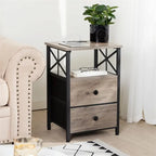 Black Nightstand with Charging Station - 15.7D x 13.8W x 23.8H