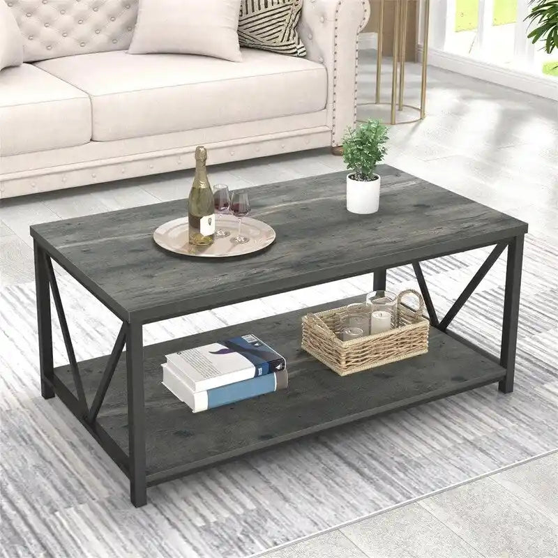 Coffee Table Rustic Wood - 21.6D x 39.3W x 17.7H