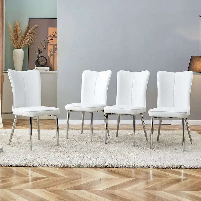 Modern minimalist 4-piece set of faux leather dining chairs and office chairs