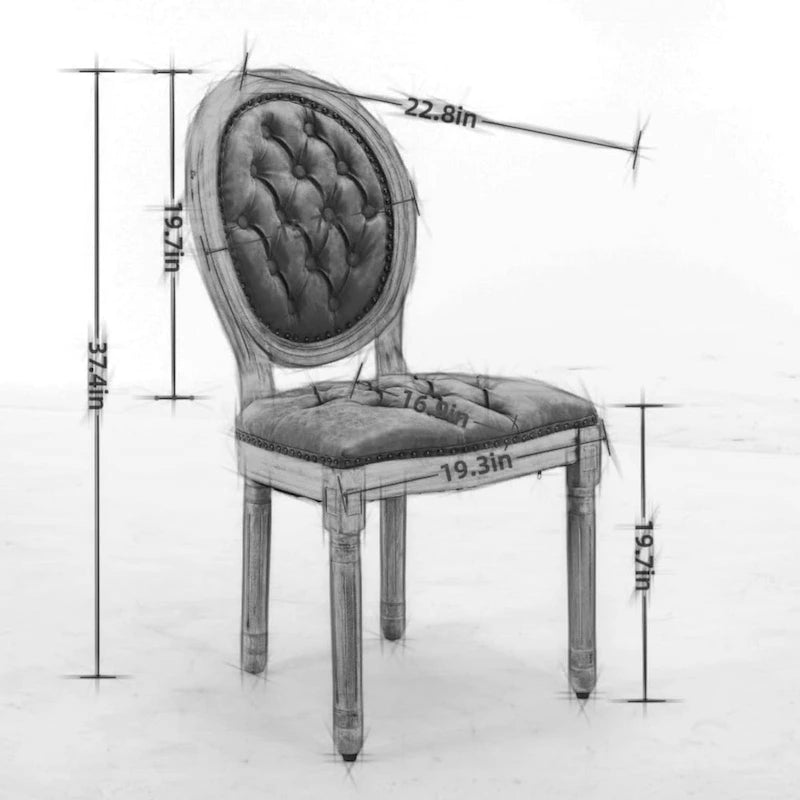 Set of 2 French Style Solid Wood Dining Chair with Nailhead