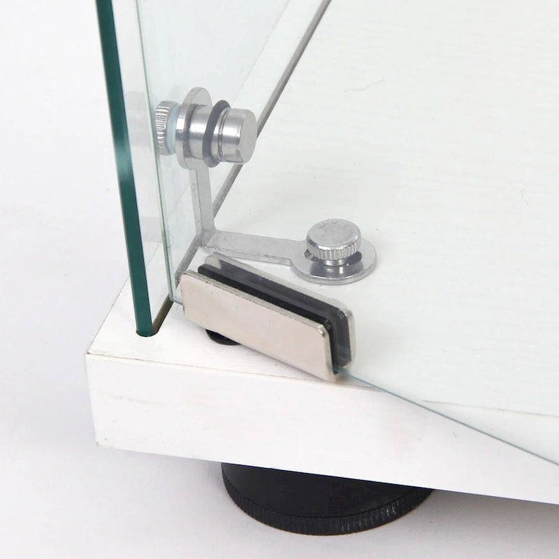 Glass Display Cabinet with 3 Shelves, One-Door Curio Cabinets, White Floor Standing Glass Bookshelf, Quick Installation