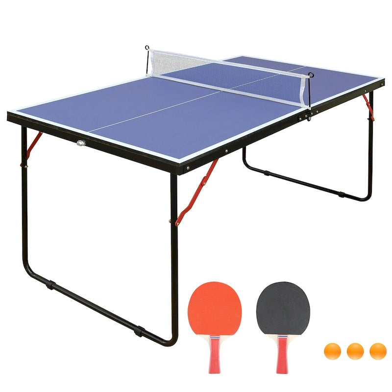 Table Tennis, Table Foldable & Portable Ping Pong Table Set with Net and 2 Ping Pong Paddles for Indoor Outdoor Game