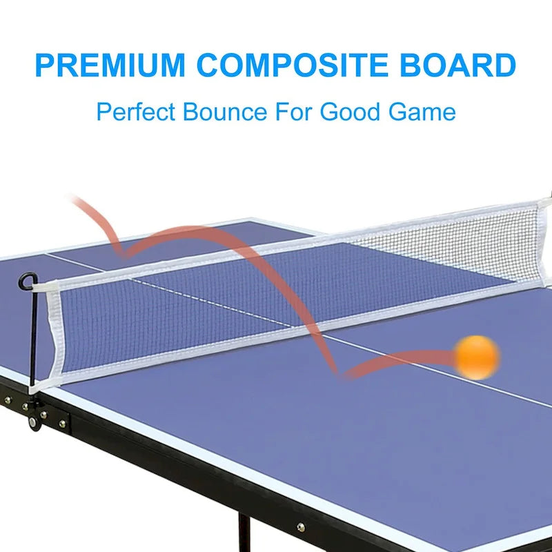 Table Tennis, Table Foldable & Portable Ping Pong Table Set with Net and 2 Ping Pong Paddles for Indoor Outdoor Game