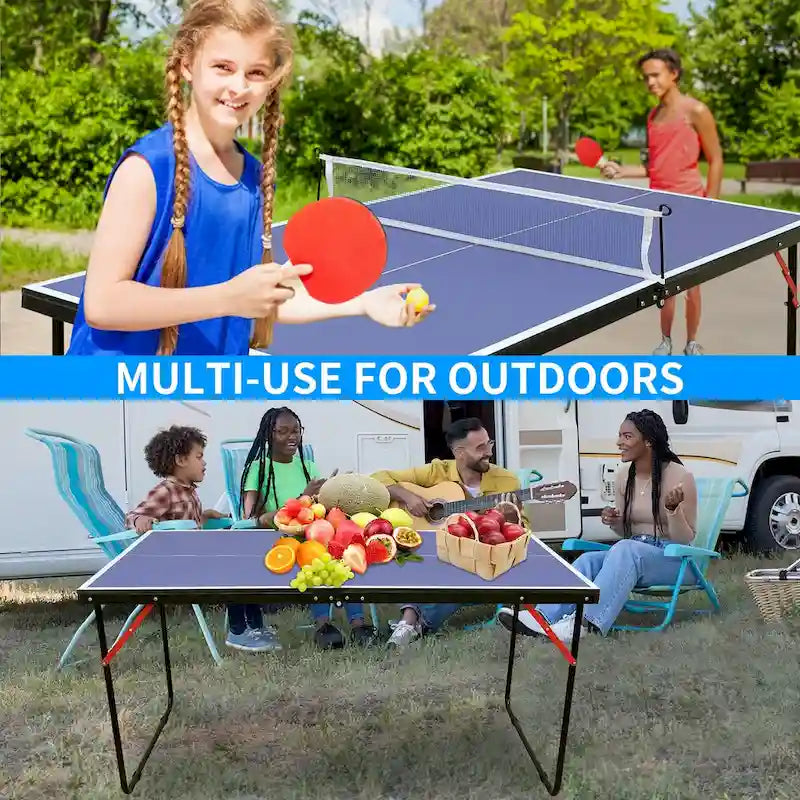 Table Tennis, Table Foldable & Portable Ping Pong Table Set with Net and 2 Ping Pong Paddles for Indoor Outdoor Game