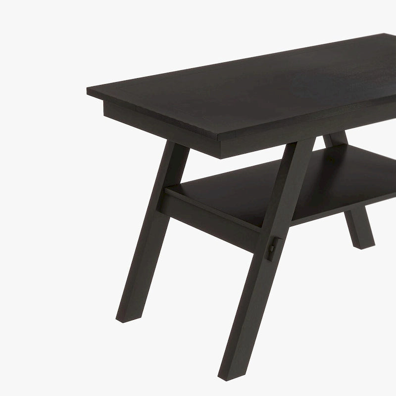 6-Piece Wood Counter Height Kitchen Dining Table Set with Storage Shelf, Bench and 4 Chairs, Espresso and Beige