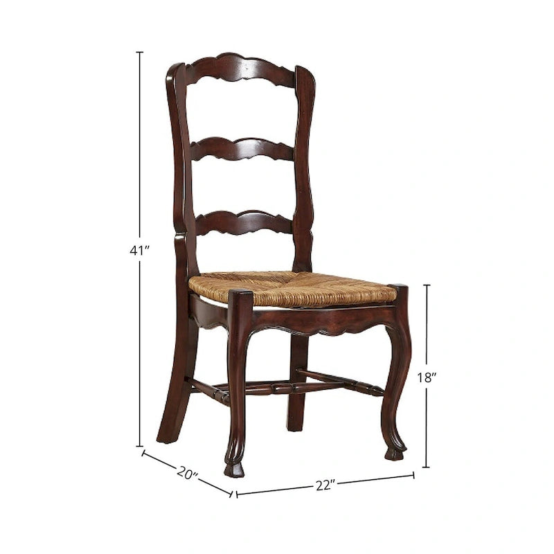 French Ladderback Mahogany Dining Chair, Brown