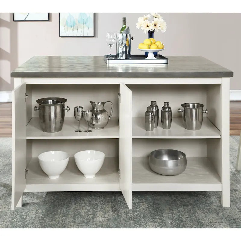 Furniture of America Hanto Transitional Off-White Wood 4-Piece Counter Height Dining Table Set with Storage