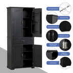 Bathroom Storage Cabinet with Doors and Drawer, Multiple Storage Space, Adjustable Shelf, Black