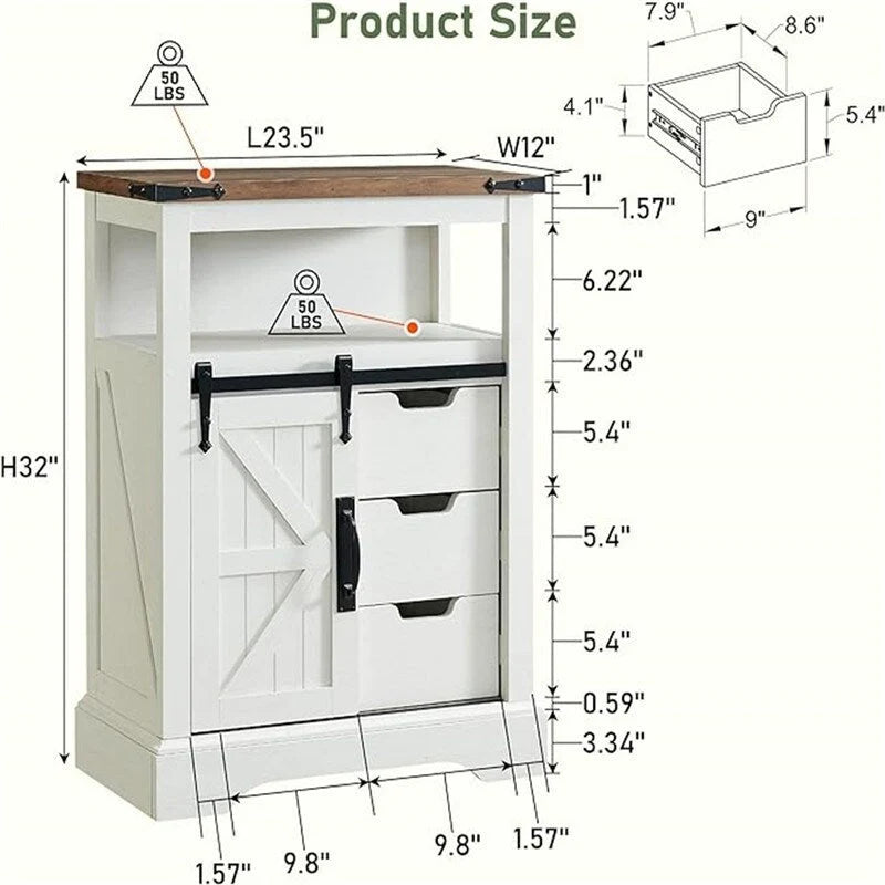 Bathroom Floor Cabinet - 12D x 23.5W x 32H