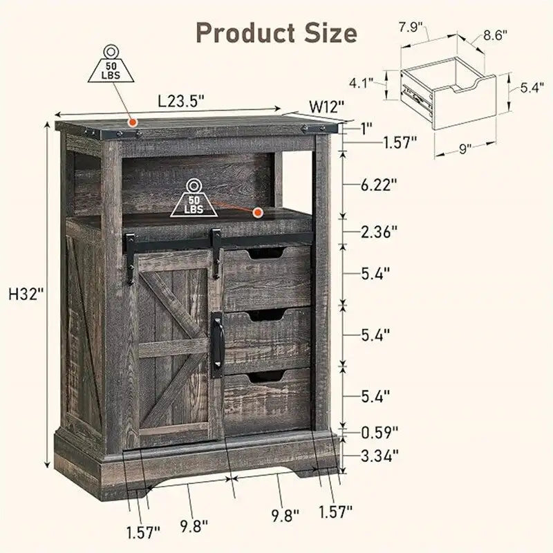 Bathroom Floor Cabinet - 12D x 23.5W x 32H