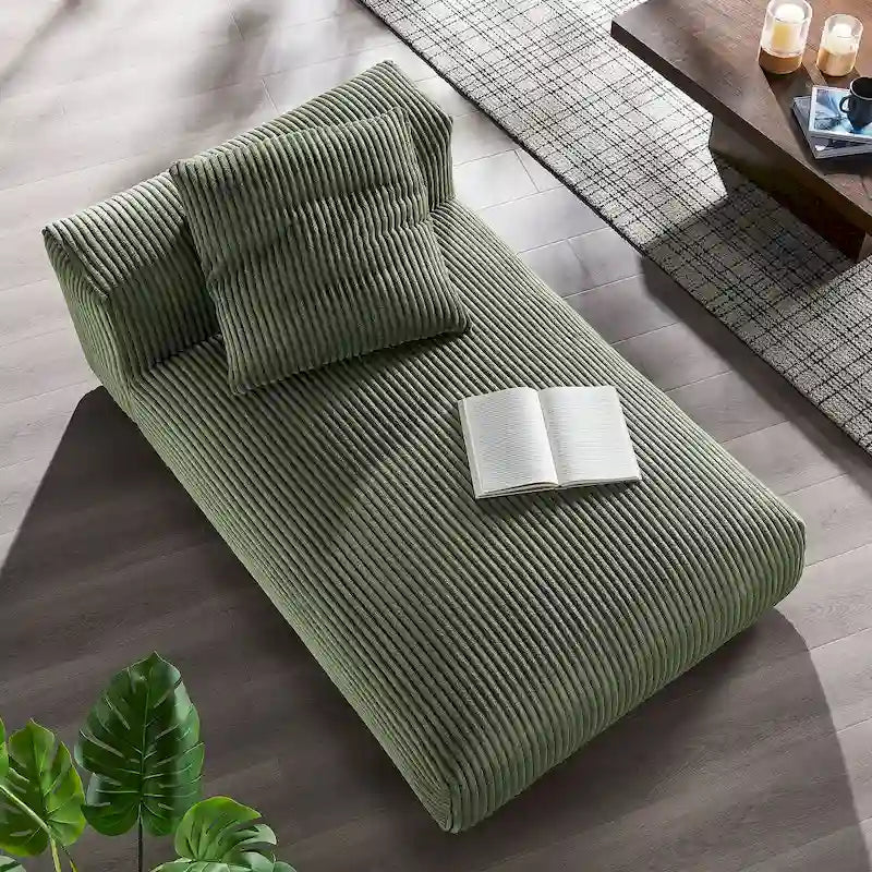 Solace Modular Corduroy Upholstered Armless Chaise Lounge
