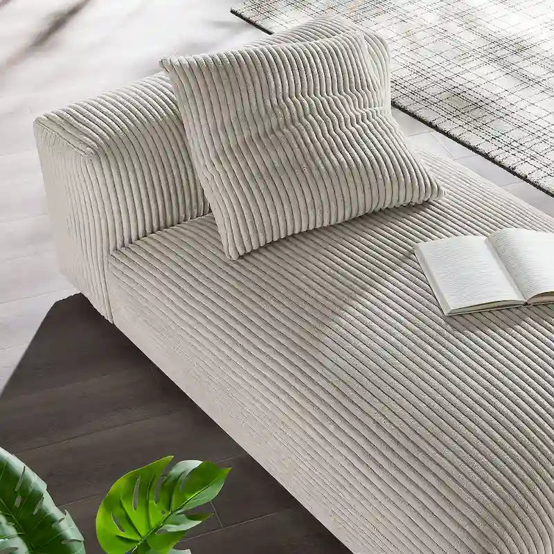 Solace Modular Corduroy Upholstered Armless Chaise Lounge