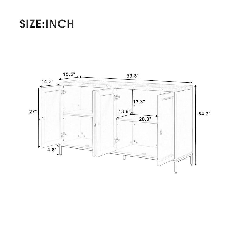 Sideboard with Extra Large Storage Space and Metal Handles