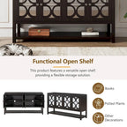 Elegant Retro Console Table/Storage Cabinet/Sideboard with Mirrored Doors, Spacious Shelves, and Durable Acacia Wood Legs