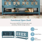 Elegant Retro Console Table/Storage Cabinet/Sideboard with Mirrored Doors, Spacious Shelves, and Durable Acacia Wood Legs