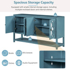 Elegant Retro Console Table/Storage Cabinet/Sideboard with Mirrored Doors, Spacious Shelves, and Durable Acacia Wood Legs