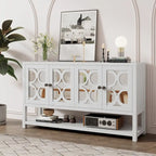 Elegant Retro Console Table/Storage Cabinet/Sideboard with Mirrored Doors, Spacious Shelves, and Durable Acacia Wood Legs