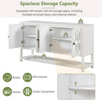 Elegant Retro Console Table/Storage Cabinet/Sideboard with Mirrored Doors, Spacious Shelves, and Durable Acacia Wood Legs