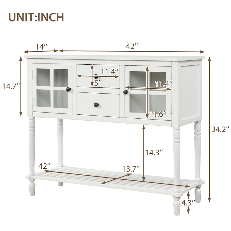 Farmhouse White Wood Entryway Console Table Buffet Storage Cabinet