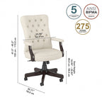 Cabot High Back Tufted Office Chair with Arms by Bush Furniture